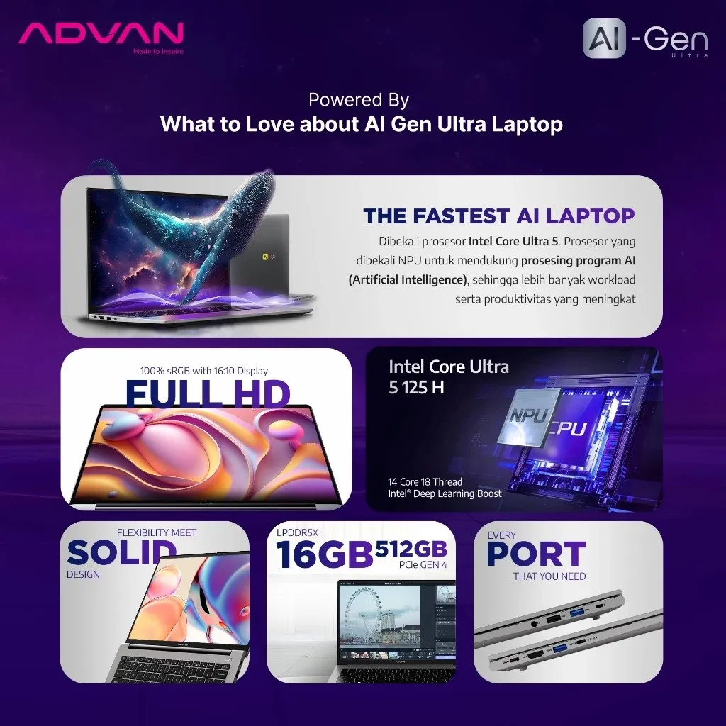 Advan Laptop AI Gen ULTRA Intel - Gambar 3