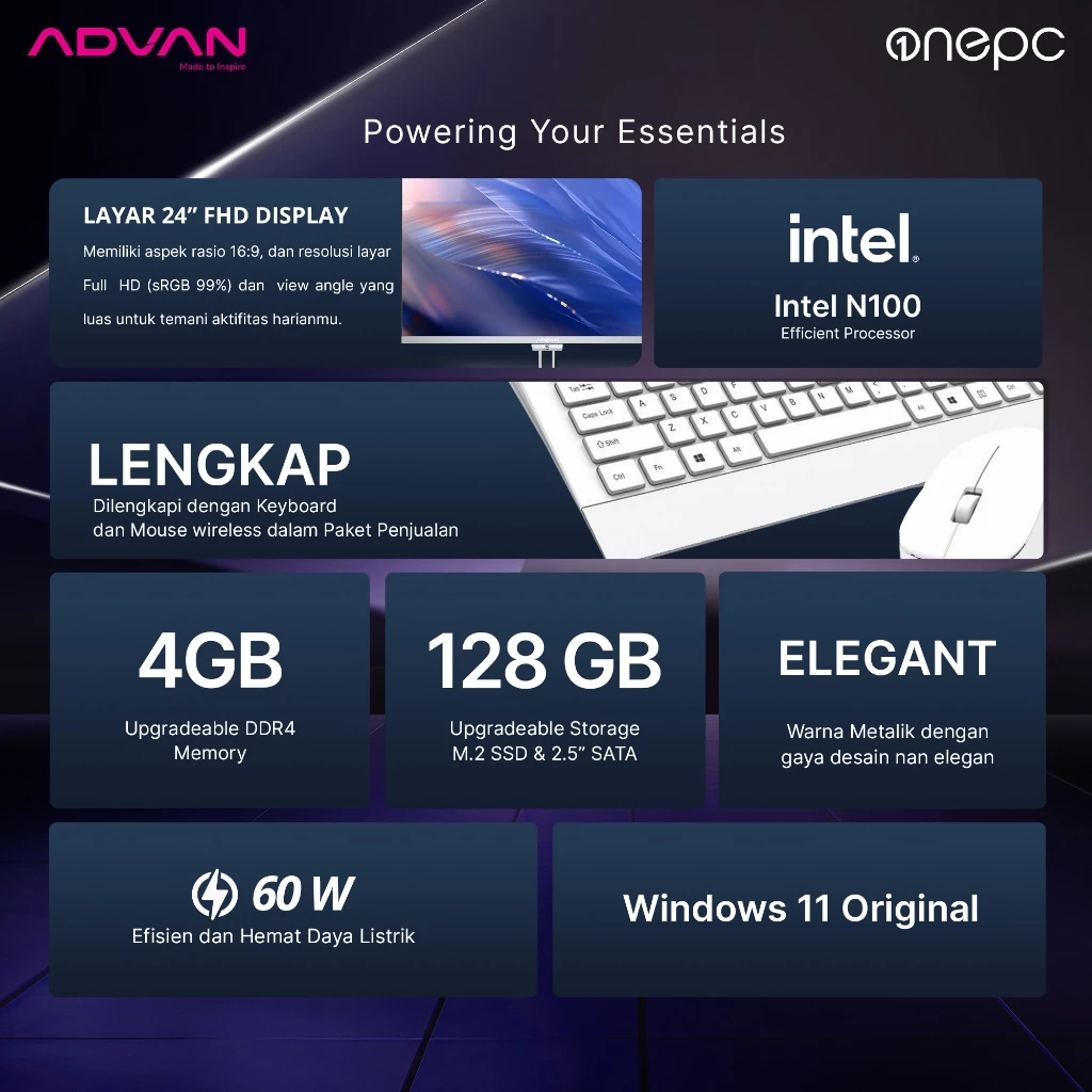 ADVAN All in One PC AIO Intel N100 - Gambar 4
