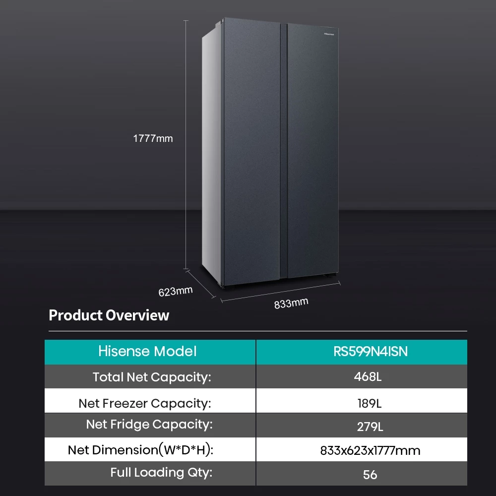 Hisense Side by Side 468L RS599N4ISN - Inverter Pro Grey - Gambar 9