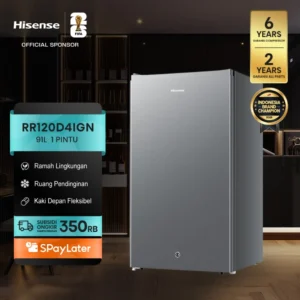 Hisense Kulkas Mini Bar 1 Pintu 91L RR120D4IGN - Hitam