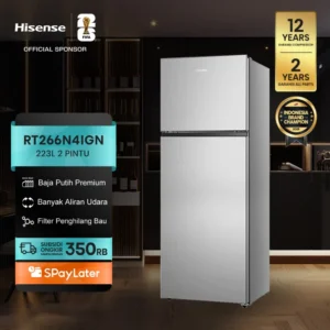 Hisense RT266N4IGN Kulkas 2 Pintu 223L - Premium Grey