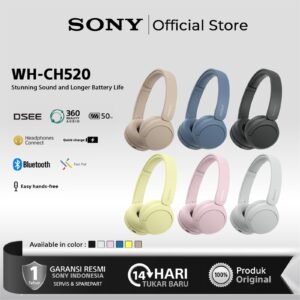 Sony WH-CH520 Wireless On-Ear Headphones Original - Garansi Resmi